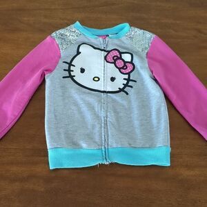 Hello Kitty Girl pink and blue top zip up long sleeve jacket little kids size 5T